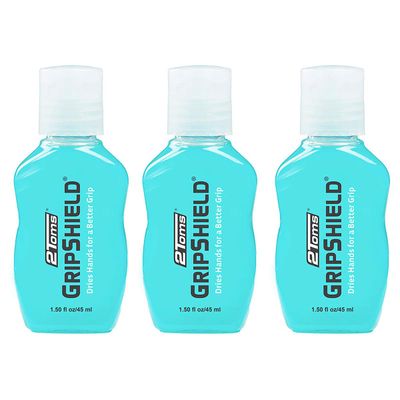 2Toms GripShield, Non-Sticky Grip Enhancer, Dry Grip Solution for Sweaty Hands, Tennis, Pickleball, Golf, Pole Dancing and Gaming, 1.5 Ounces, 3 Bottles