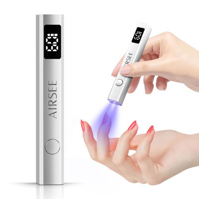 AIRSEE Cordless Mini Nail Lamp,Handheld UV Light with LCD Display for Gel Nails,Rechargeable USB Nail Dryer for Fast Cure,Rhinestone Glue Decoration,Gel Nail Strips at Home,Travel(Sliver)