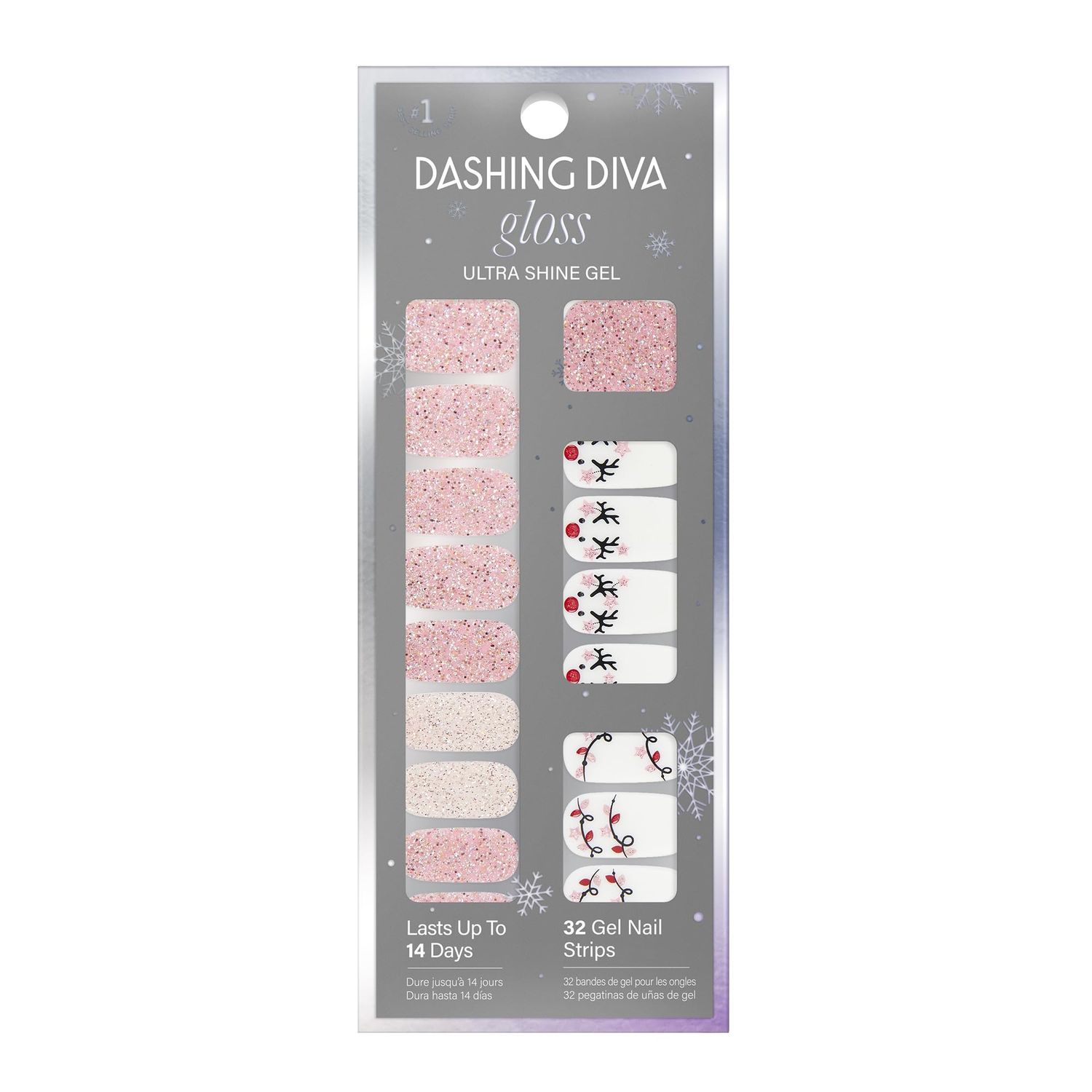 Dashing Diva Gloss - UV Free, Chip Resistant Gel Nail Strips | Contains 32 Wraps, 1 Prep Pad, 1 Nail File