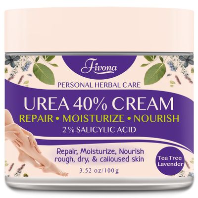 FIVONA 40 Urea Cream with 2 Salicylic Acid - Foot Cream with Tea Tree and Lavender Extracts Foot Lotion for Dry Cracked Heels, Dead Skin &amp; Callus Remover, Feet Moisturizer Repair Cream