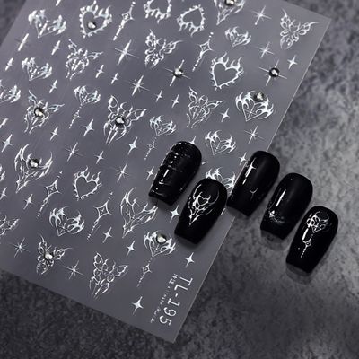 5D Embossed Star Nail Art Stickers - Butterfly, Heart, Silver Star Decals - Self-Adhesive Rhinestone Bling Nail Supplies for Women &amp; Girls - DIY Manicure