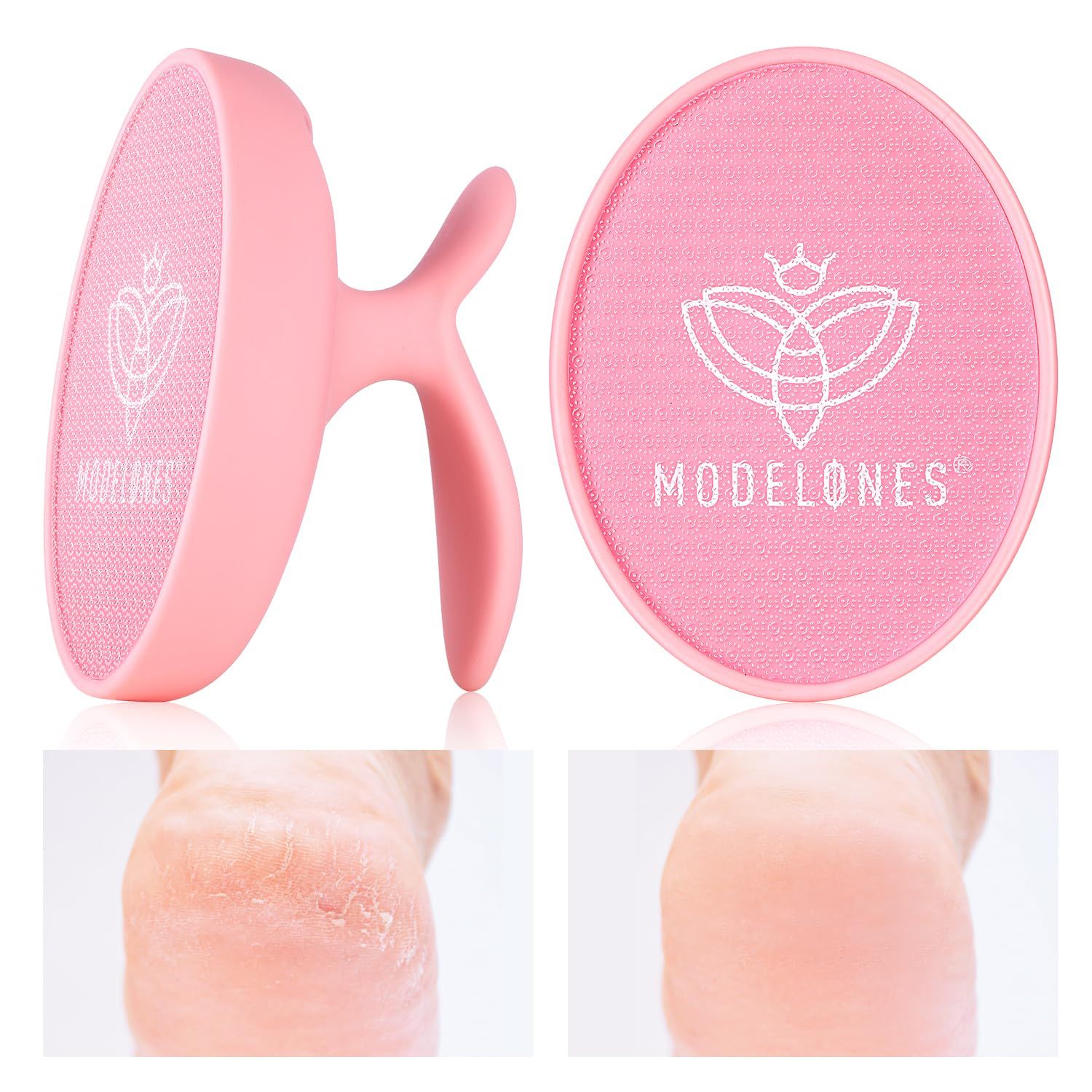 Modelones Glass Foot File, Professional Foot Scrubber and Callus Remover, Heel Scraper for Cracked Heels, Dead Skin Remover, Foot Buffer for Soft Feet, Safe Pedicure Tool with Anti-Slip Handle