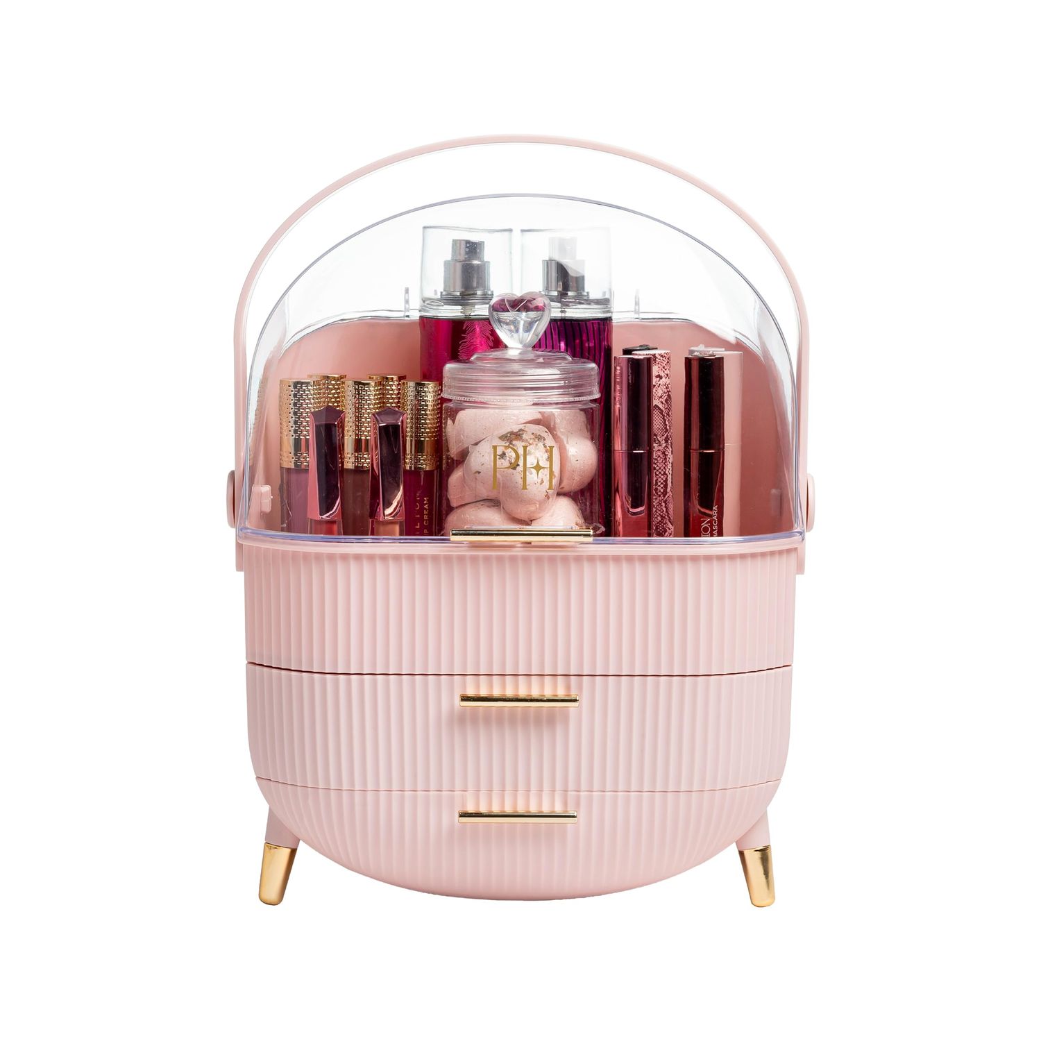Paris Hilton Makeup Storage Organizer with Lid, Standard, Pink