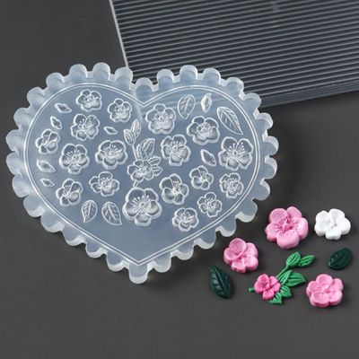 Cute Cherry Blossom Silicone Molds 3D Gel Nail Art Mold Cherry Flower Nail Charms Manicure Carving Mould Floral Nail Stencils Spring Summer Nail Decor Flowers Carved Nail Tools for Nail Art Supplies
