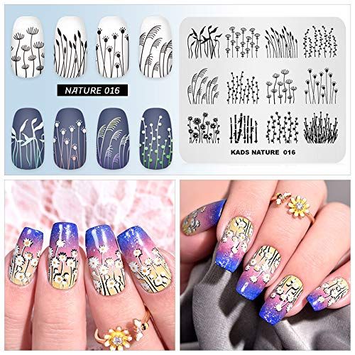 KADS Nail Stamping Plate Dandelion Grass Nature Template Image Design Plates for Nail Art Decoration and DIY Nail Art(NA016)