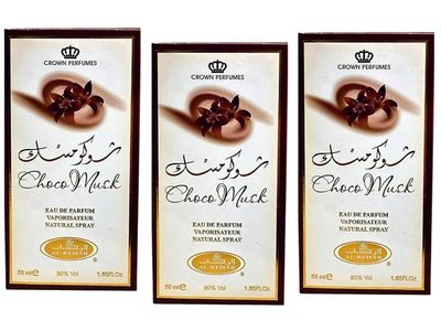 3 pack of Choco Musk Eau de Parfum Spray for Women, 1.7 Ounce 50ML, 80 Vol