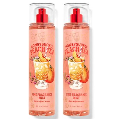 Bath and Body Works Honeysuckle Peach Tea Fine Fragrance Mists Pack Of 2 8 oz. Bottles (Honeysuckle Peach Tea)