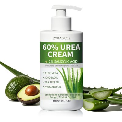 60 Urea Cream with 2 Salicylic Acid, Urea Cream 60 Percent for Feet &amp; Hands, Maximum Strength Moisturizer Foot Lotion for Dry Cracked Heels Feet Knees Elbows Hands, Callus Remover, 10.1 fl oz