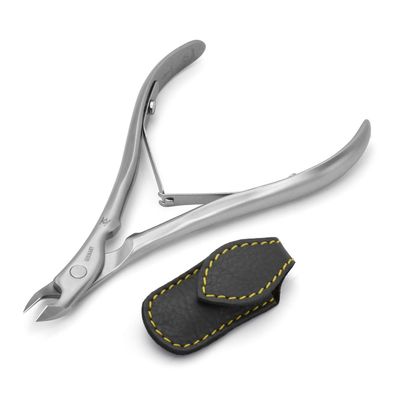 GERMANIKURE Standard Professional Cuticle Trimmer - 1/2 Half Jaw Nipper - Ethically Made in Germany - FINOX Stainless Steel Sharp Cuticle Remover in Leather Case - Manicure Tool, r175, 5mm