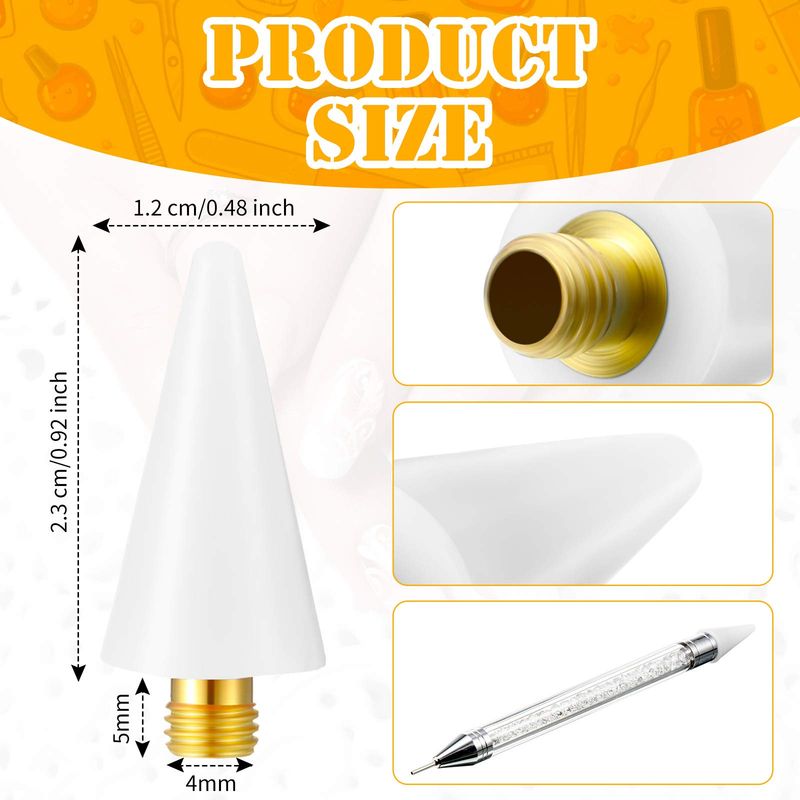 Reme 12 Pieces Wax Replacement Head Tips Nail Rhinestones Picker with Case for Nail Dotting Pen to Pick Up Gem Jewelry, Replacement Wax Head Accessories(White)