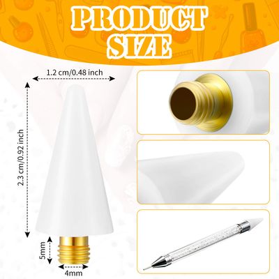 Reme 12 Pieces Wax Replacement Head Tips Nail Rhinestones Picker with Case for Nail Dotting Pen to Pick Up Gem Jewelry, Replacement Wax Head Accessories(White)