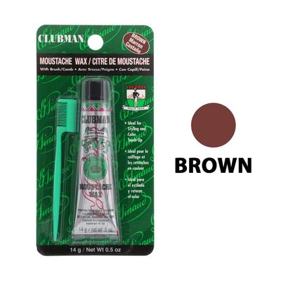 Clubman Mustache Wax for Men - Brown Moustache Wax with Brush &amp; Comb, Strong Hold, 0.5 oz x 3 Pack