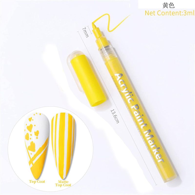 IMGDD Nail Polish Pen, 1 PCS Nail Art Pen, Nail Pencil, DIY Drawing Painting Pen, for Nails DIY (Yellow, 1pcs)