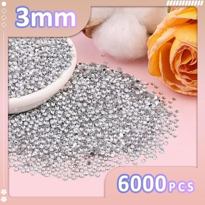 6000Pcs 3mm Resin Rhinestones with 3Pcs 10ml B7000 Jewelry Glue for Crafting, Clear Large Amount Flatback Gems, Bedazzling Crystal Bulk for DIY Crafts Clothing Tumblers Shoes Nail Art Fabric