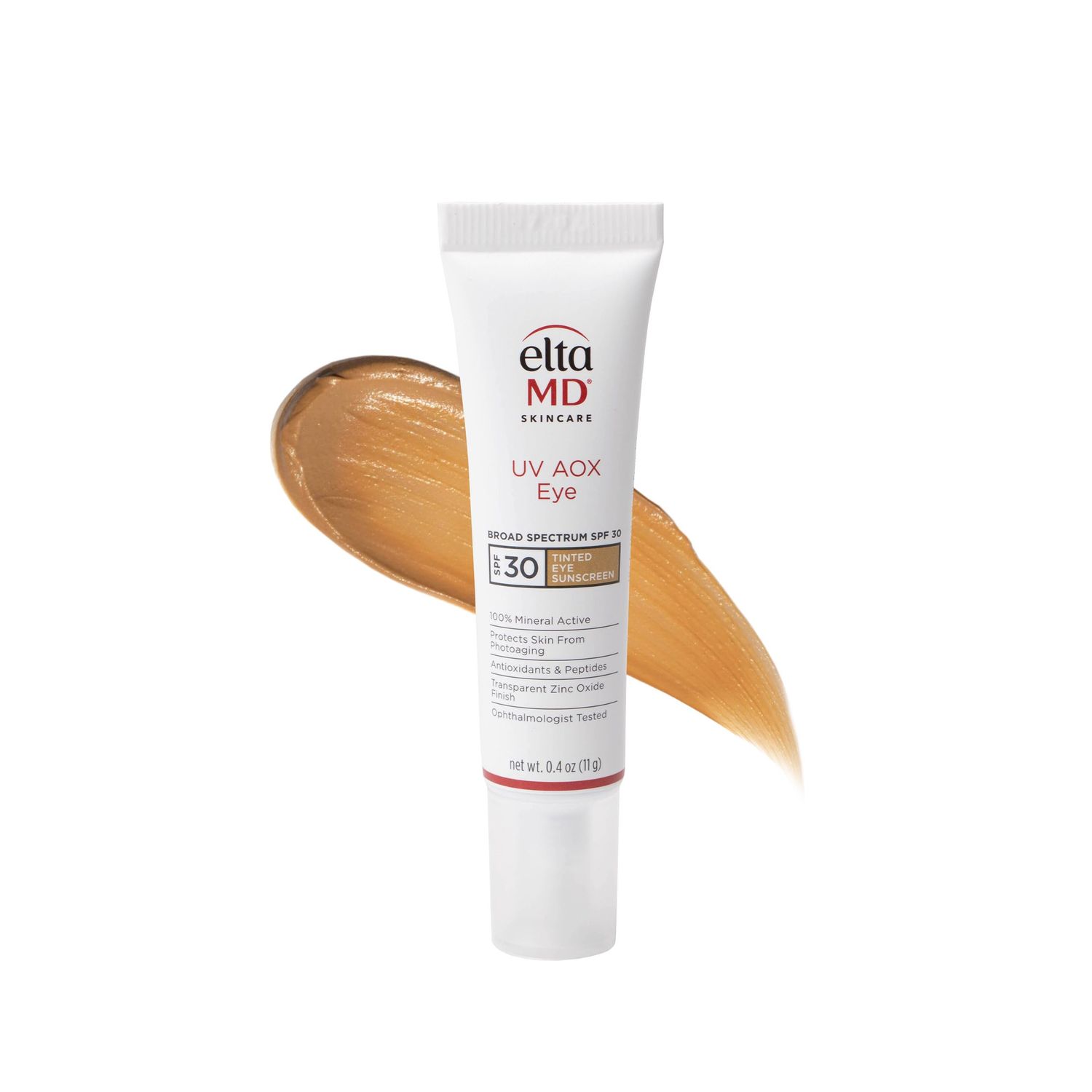 EltaMD UV AOX Tinted Mineral Sunscreen for Eye Area - SPF 30, Tinted Eye Sunscreen, 100 Mineral Face Formula with Anxtioxidants, 0.4 oz Tube