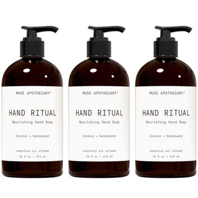 Muse Apothecary Hand Ritual - Aromatic and Nourishing Hand Soap, Infused with Natural Aromatherapy Essential Oils - USDA Certified Biobased - 16 oz, Coconut Sandalwood, 3 Pack