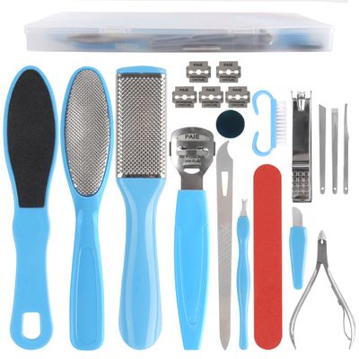 Professional Pedicure Tools Kit, 20 in 1 Stainless Steel Pedicure Foot Supplies Set, Foot Files Callus Dead Skin Remover, Pedicure Foot Spa Tools at Home or Salon for Women &amp; Men(Blue)