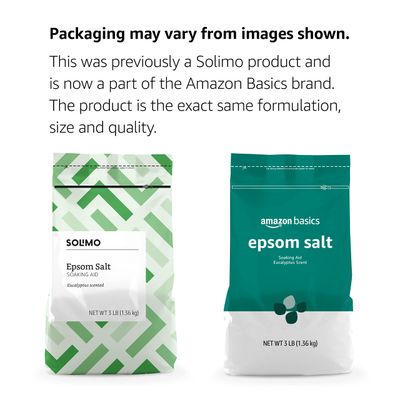 Amazon Brand - Solimo Epsom Salt Soaking Aid, Eucalyptus Scented, 3 Pound