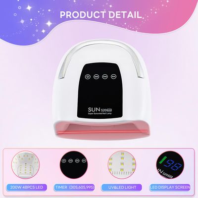 Cordless Nail Lamp 200W Rechargeable UV Light for Gel Nails LED Nail Dryer with 3 Timer Modes Perfect for Salon and Home Use Portable Cordless Design Continuous Use Up to 4-5 Hours (S20)