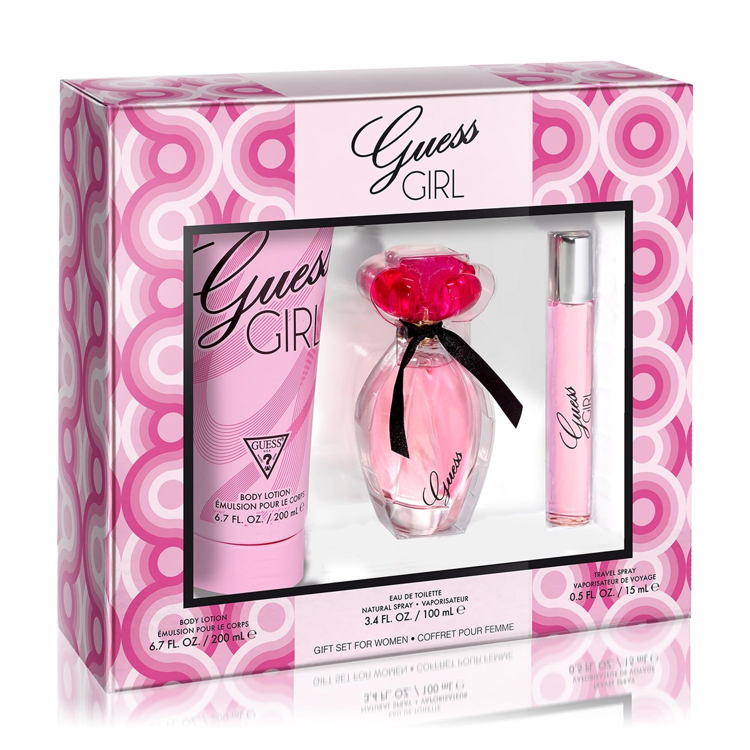 Guess Girl Eau de Toilette 3 Piece Gift Set - Perfume Spray 3.4 Fl. Oz., Travel Spray 0.5 Fl. Oz., &amp; Body Lotion 6.7 Fl. Oz.