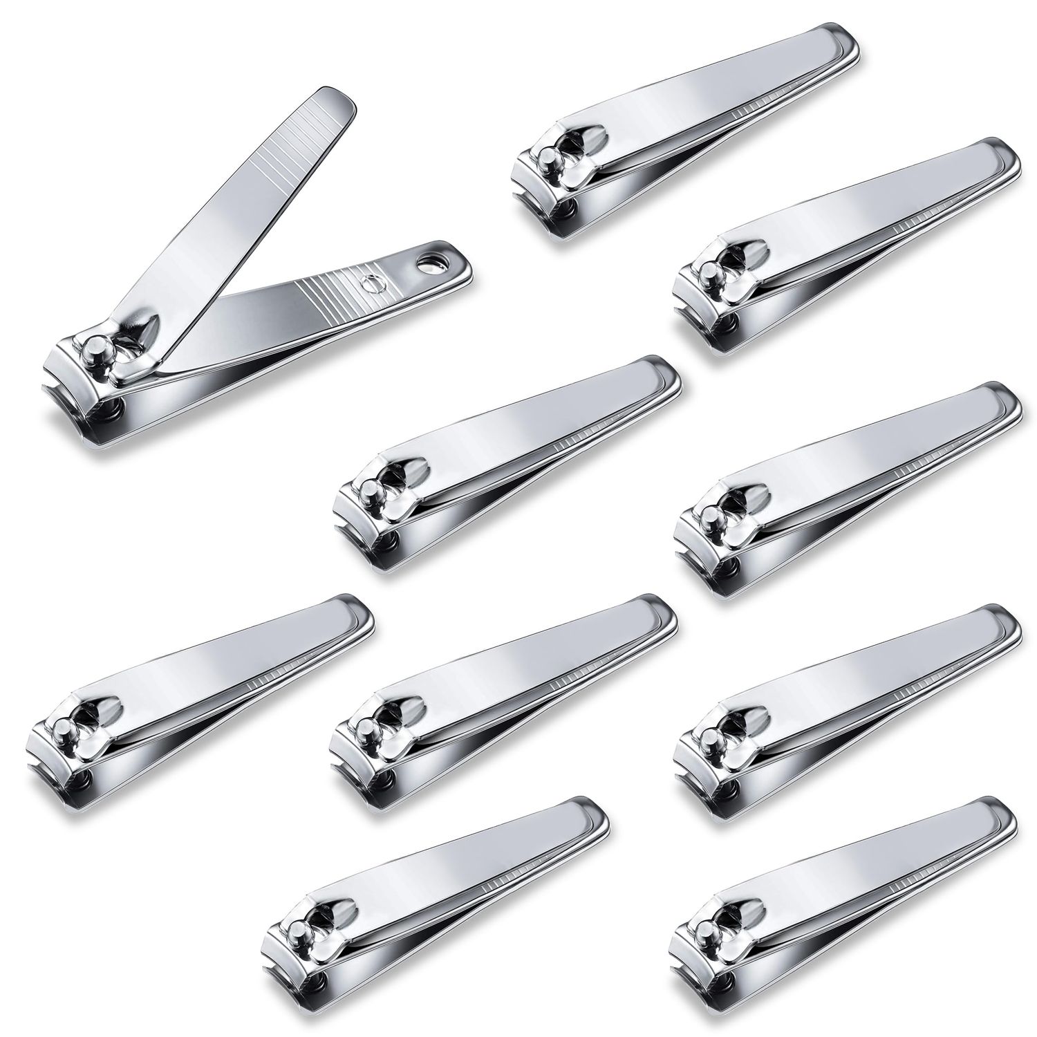 NATZERAT 10 Pack Straight Nail Clippers Bulk,Sharp Blade Toe Nail Clippers Fingernail &amp; Toenail Nail Clipper in Bulk,Nail Supplies Manicure Tools for Women Man Adult Homeless Care
