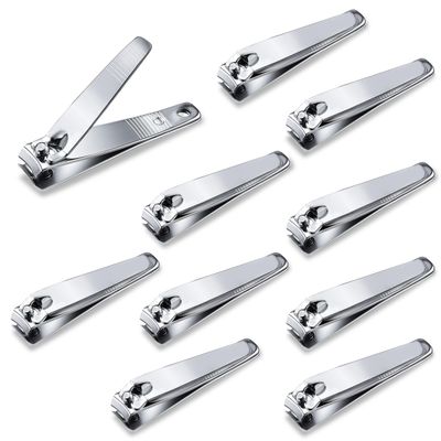 NATZERAT 10 Pack Straight Nail Clippers Bulk,Sharp Blade Toe Nail Clippers Fingernail &amp; Toenail Nail Clipper in Bulk,Nail Supplies Manicure Tools for Women Man Adult Homeless Care
