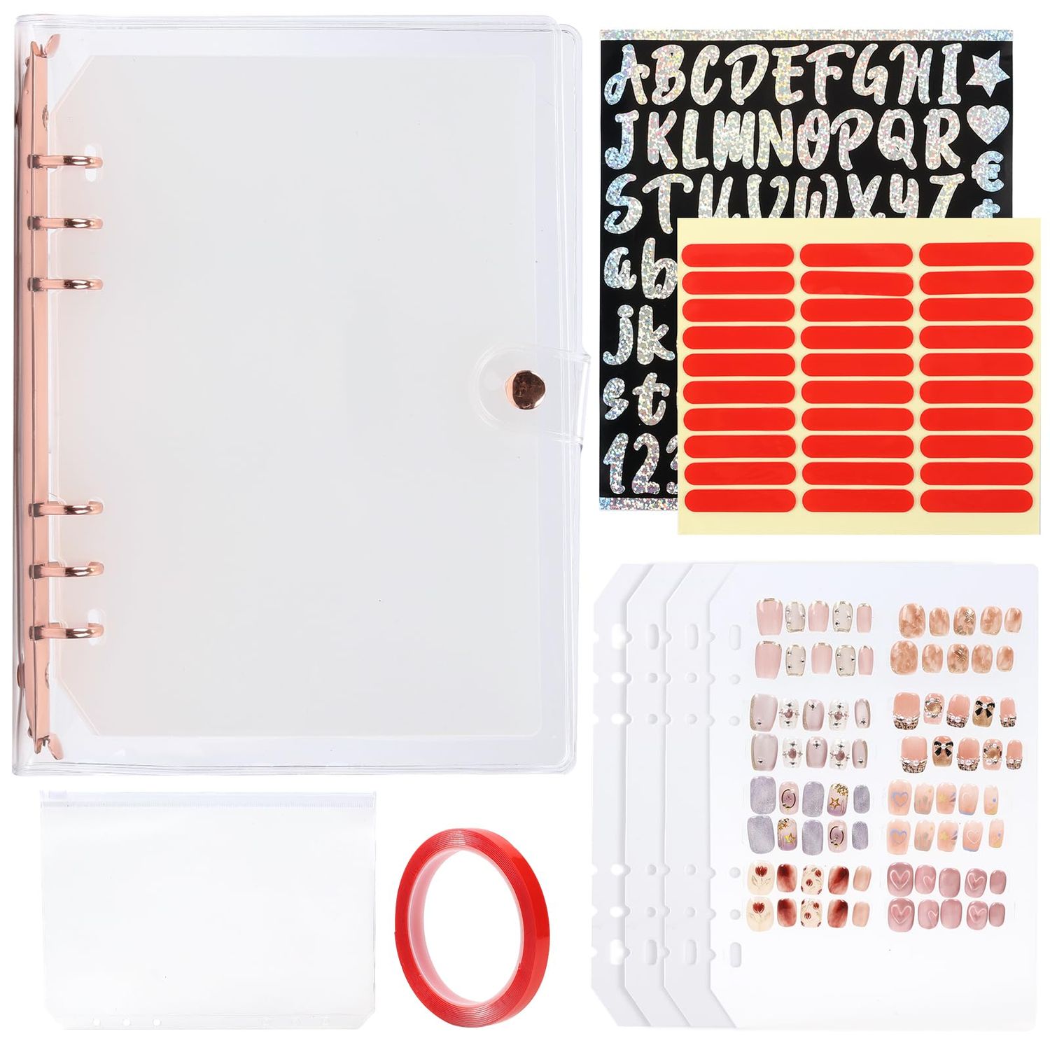 Press On Nail Organizer 40 PCS Clear Empty Press On Nail Storage Press On Nail Packaging for Fake Nail Storage Nail Display Nail Salon Press On Nail Supplies Organizer with Nail Tape