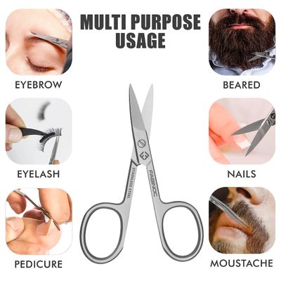 FABINOC Curved Nail Scissors for Women &amp; Men - German Quality Stainless Steel - Small Manicure Pedicure Scissors for Fingernail, Toe Nail, Eyebrows &amp; Mustache