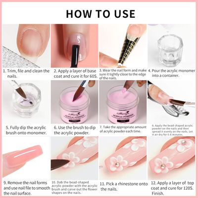 Monja Acrylic Powder - 4PCS 30g Professional Colored Acrylic Nail Powder for Acrylic Nails Extension 3D Nail Art Acrylic Polymer Powder Manicure Salon DIY No Need Nail Lamp