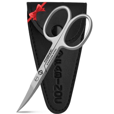 FABINOC Curved Nail Scissors for Women &amp; Men - German Quality Stainless Steel - Small Manicure Pedicure Scissors for Fingernail, Toe Nail, Eyebrows &amp; Mustache