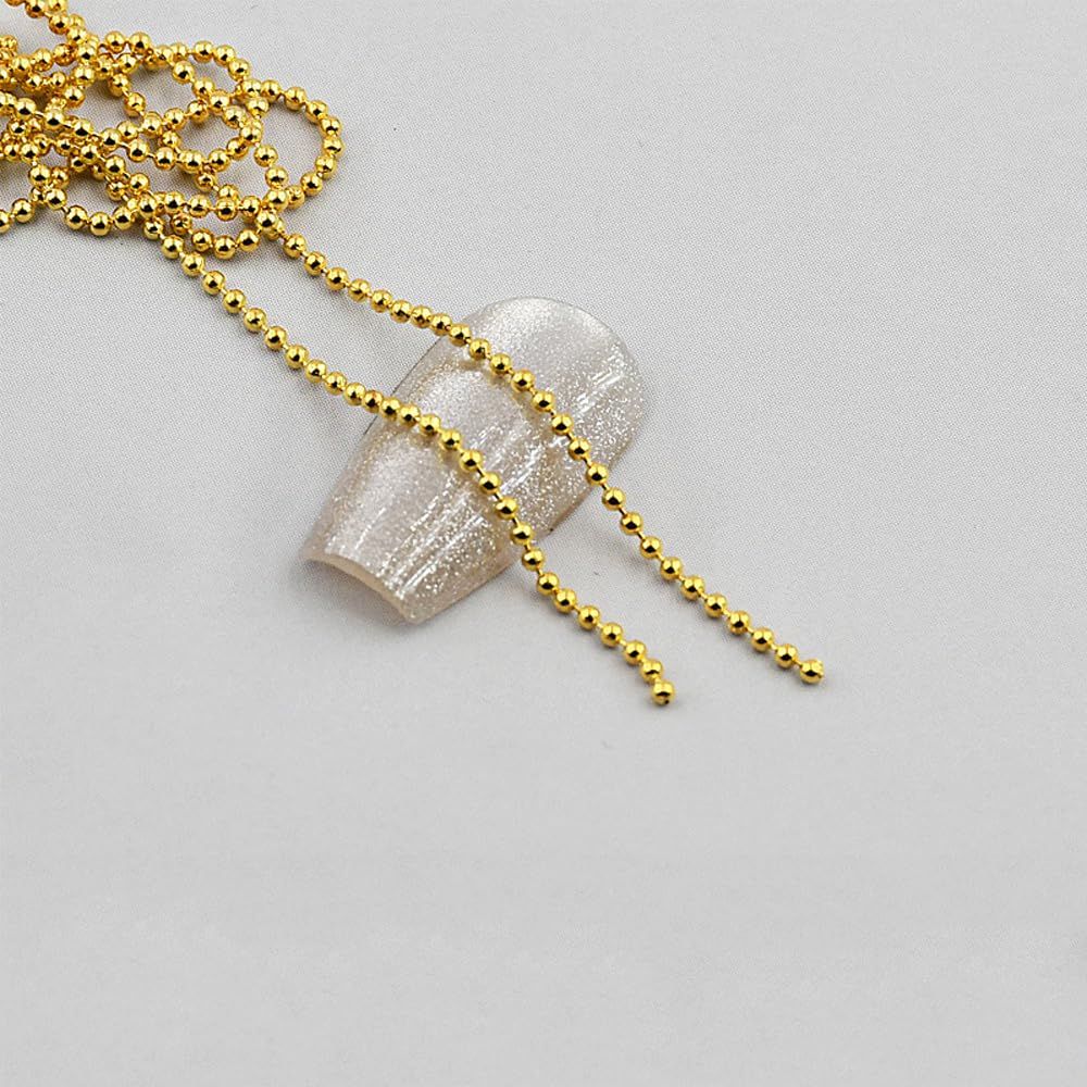 100cm Gold Silver 3D Rhinestone Decorations Steel Ball Chain Nail Accessories Nail Chains Ornaments Art Studs for Manicure Decoration Gold Charms DIY 2025 Style Metal Art Jewelry 1.0mm