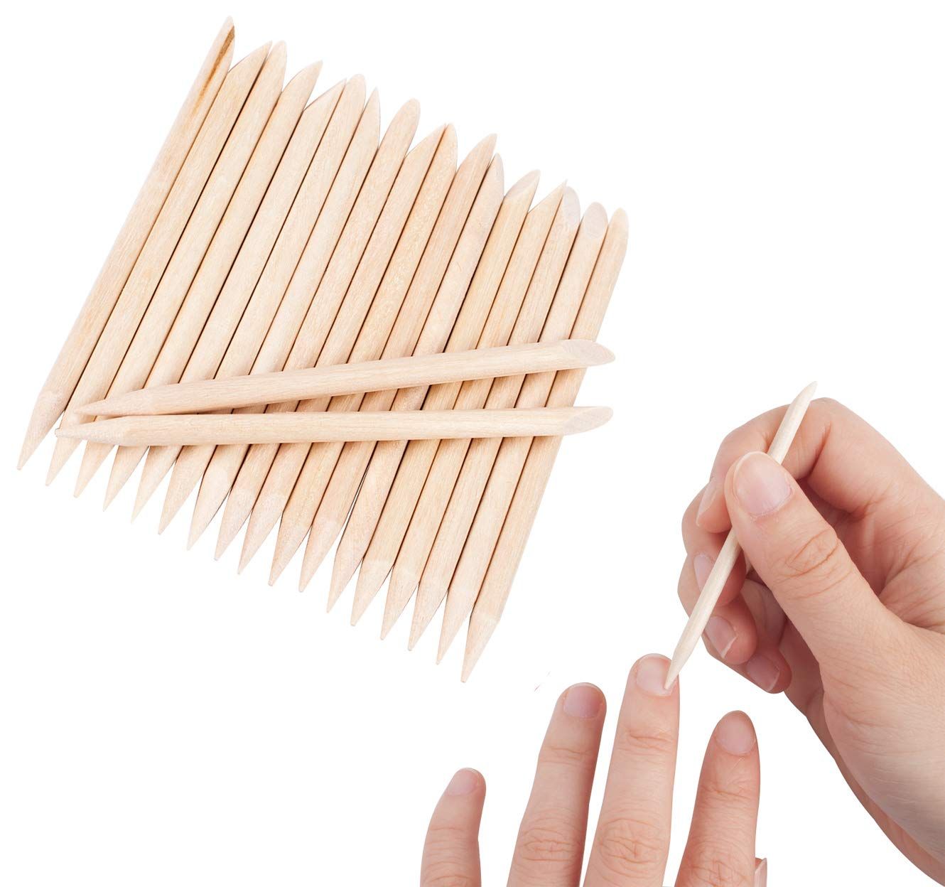 Sowaka 50 Pcs Orange Wood Sticks for Nails Natural Double Sided Multifunctional Wooden Mini Cuticle Pusher Remover Tool Kit for Manicure Pedicure