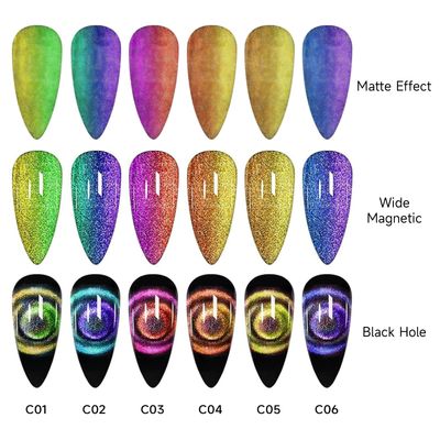TWOEIGHT Cat Eye Gel Nail Polish, Magnetic 9D Cat Eye Gel Polish Set, 8ml6 with 1Magnets, Classic Colors Chameleon Magic Galaxy Effect Soak off Nail Art - Sparkle Stunning Gel Polish Gift for Women