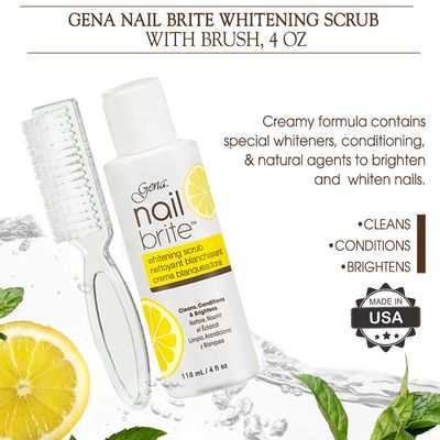 Gena Nail Brite Whitening Scrub with Brush, Cleans Conditions &amp; Brightens Nails, 4 oz