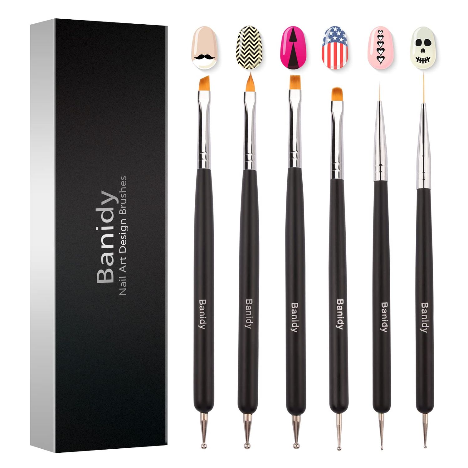 Gel Nail Art Design Brush Set - Dual-Headed Nail Brushes for Gel, Extension, Liner, Dotting &amp; Painting DIY Manicure
