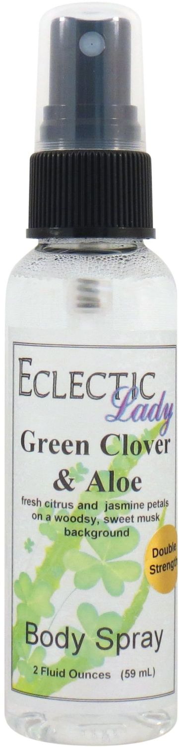 Eclectic Lady Green Clover And Aloe Body Spray, Double Strength, 2 ounces, Body Mist for Women with Clean, Light &amp; Gentle Fragrance, Cologne with Soft, Subtle Aroma For Daily Use