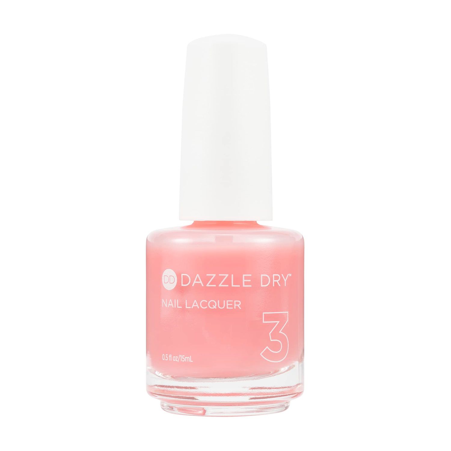 Dazzle Dry Nail Lacquer (Step 3) - Pedal to the Metal Pink - A sheer salmon glaze with pink undertones. Sheer cream. (0.5 fl oz)