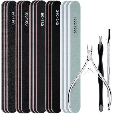 FANDAMEI Nail File, 15 PCS Emery Boards For Nails, Fingernail Files, Nail File Kit, Nail Files For Natural Nails, Nail Filer, Cuticle Trimmer, Cuticle Pusher, Manicure Tools, Nail Care Kit, Nail Tools