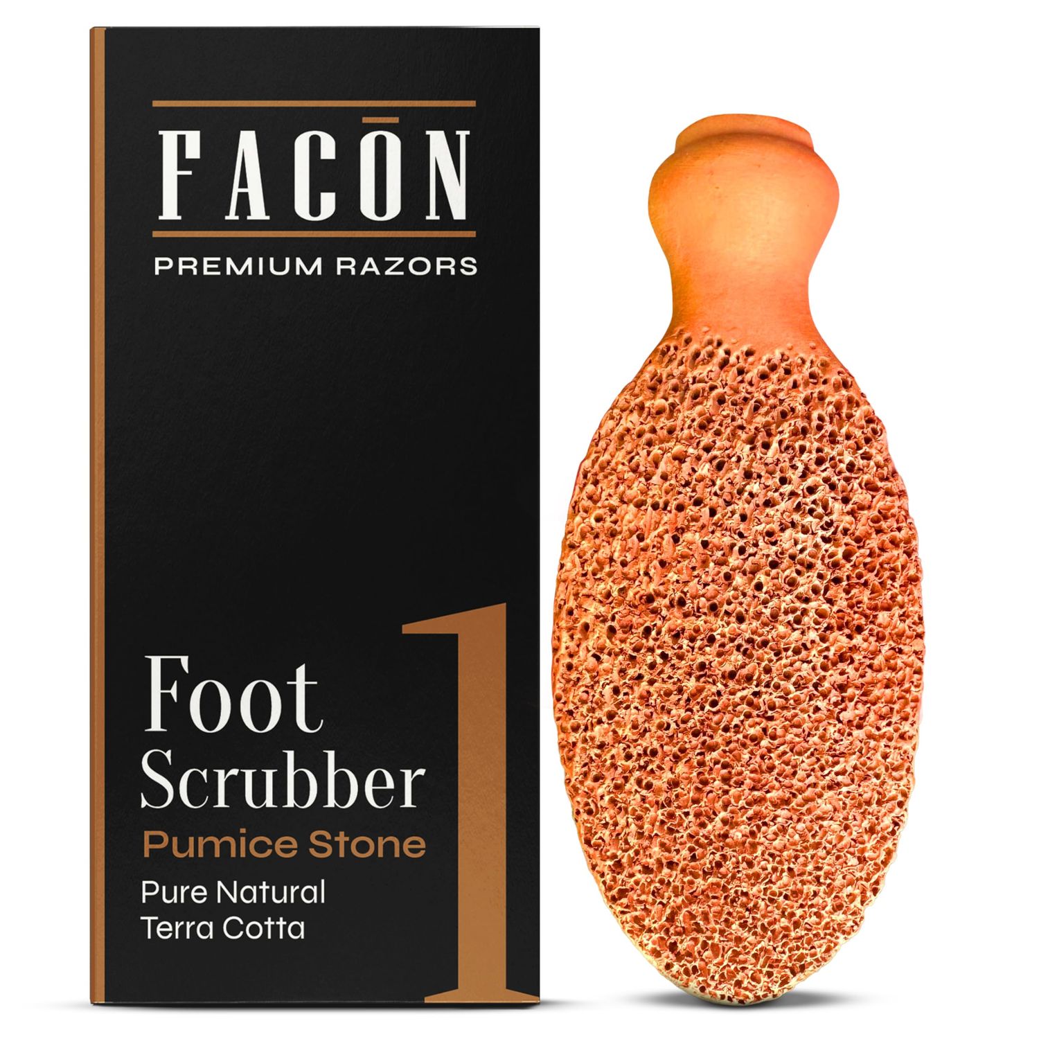Facn Pumice Stone for Feet Callus Remover - Terra-Cotta Foot Scrubber with 2 Sides, 100 Pure Natural Foot Pumice Stone, Pedicure Pumice Stone Scrubber, Foot Exfoliator, Removes Calluses &amp; Dead Skin