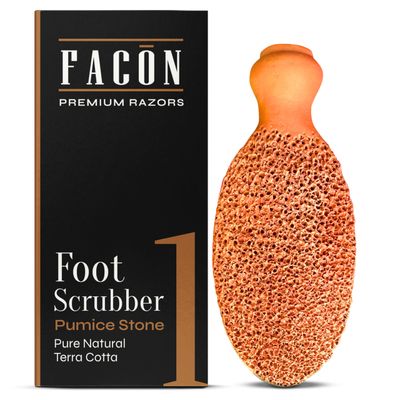 Facn Pumice Stone for Feet Callus Remover - Terra-Cotta Foot Scrubber with 2 Sides, 100 Pure Natural Foot Pumice Stone, Pedicure Pumice Stone Scrubber, Foot Exfoliator, Removes Calluses &amp; Dead Skin