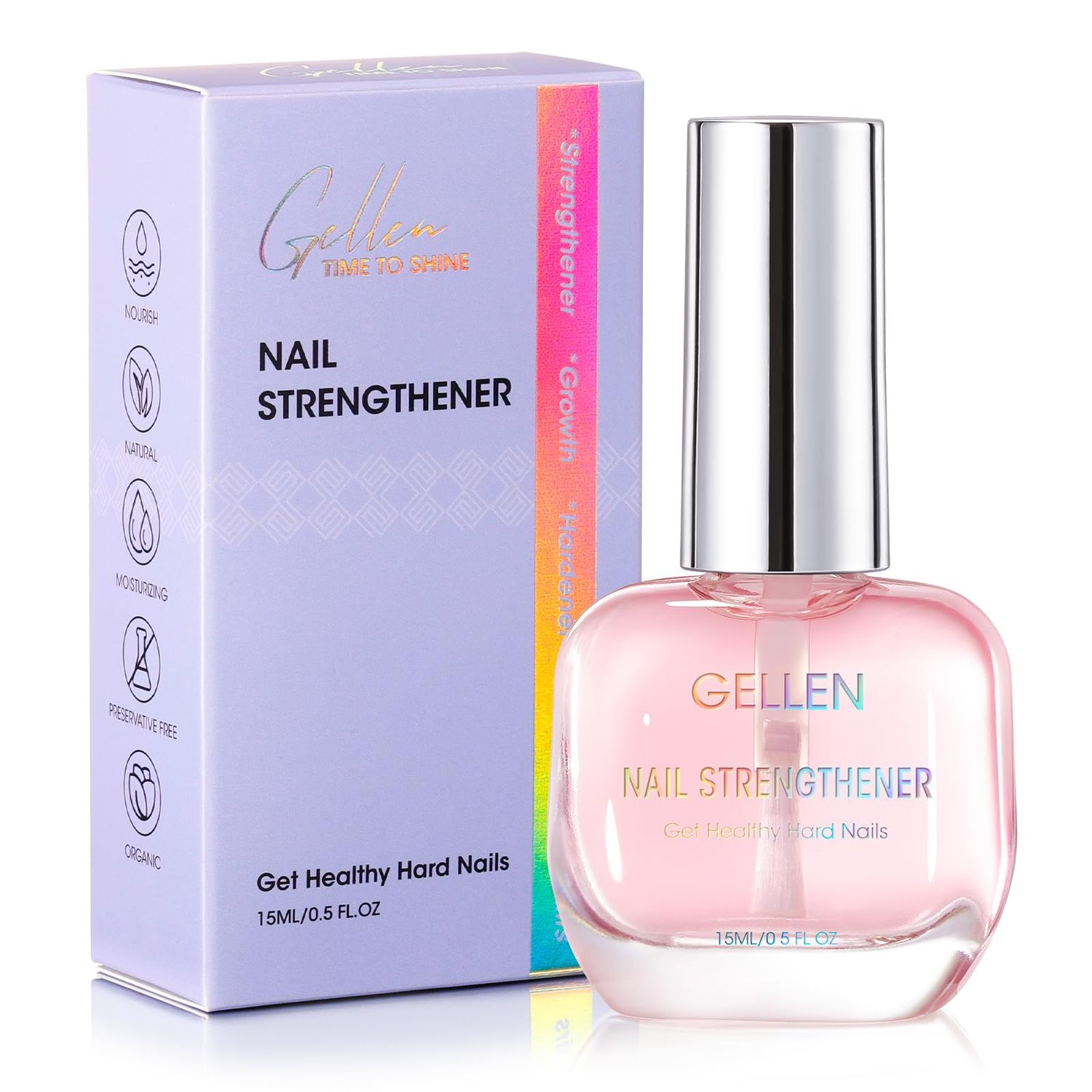 Gellen Nail Strengthener, Repair, Hardener Growth Nourishment for Damaged Thin Weak Nails, Keratin Calcium Ridge Filler Stronger Nails Care Gift for Women, Air Dry Clear Sakura Scent