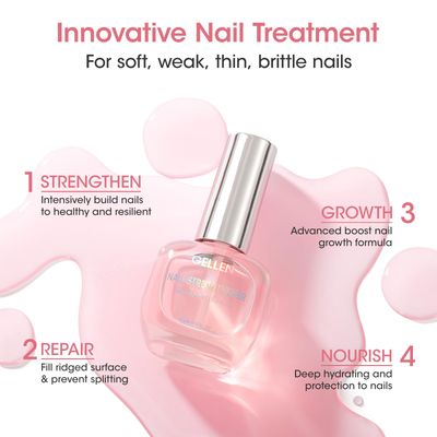 Gellen Nail Strengthener, Repair, Hardener Growth Nourishment for Damaged Thin Weak Nails, Keratin Calcium Ridge Filler Stronger Nails Care Gift for Women, Air Dry Clear Sakura Scent