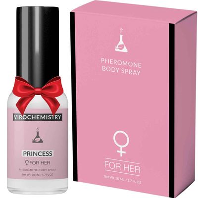 VIROCHEMISTRY Pheromones For Women (PRINCESS) Body Spray - Elegant, Ultra Strength Organic Human Pheromones Fragrance Body Spray 50mL - Human Grade Pheromones to Attract Men