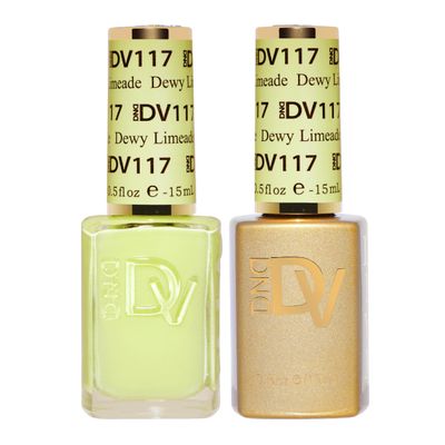 DND Diva Gel Polish Set, Soda Poppin Collection, UV/LED Gel Polish and Air Dry Nail Lacquer, Matching Chip-Free Polish Duo, 117 Dewy Limeade, 0.5 Fl Oz