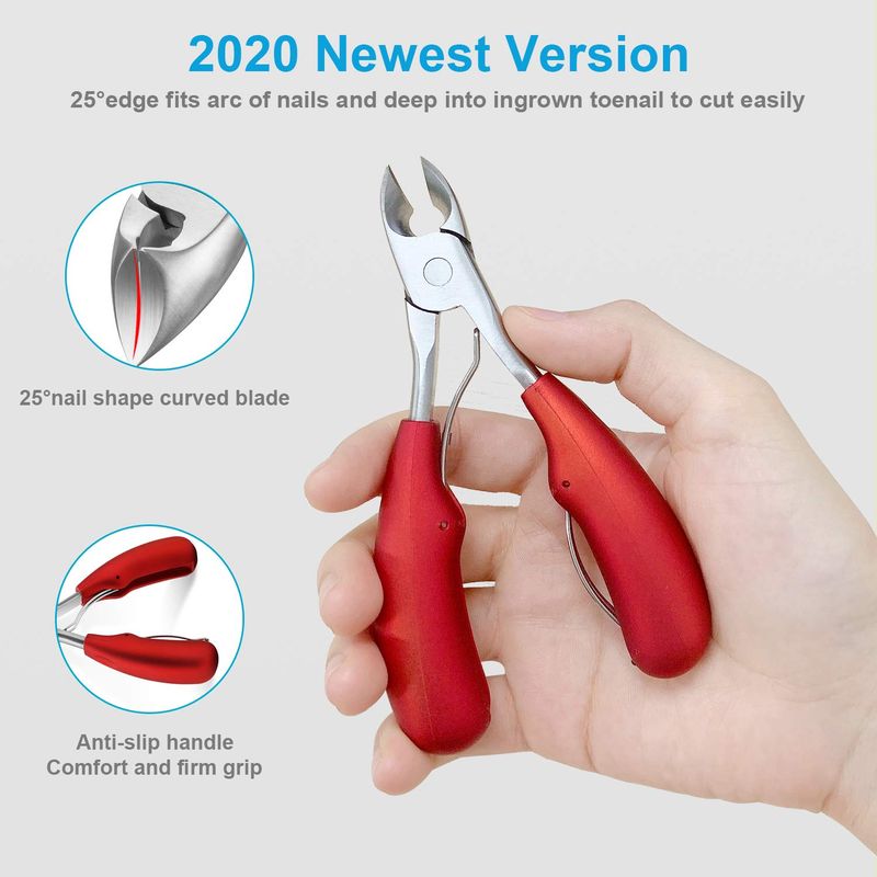 Thick Toenail Clippers, Podiatrist Toe Nail Clippers for Ingrown &amp; Thick &amp; Men &amp; Seniors Toenail and Nail Surgical Grade Stainless Steel Toenail Trimmer Nipper (Red)