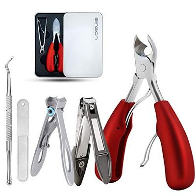 Thick Toenail Clippers, Podiatrist Toe Nail Clippers for Ingrown &amp; Thick &amp; Men &amp; Seniors Toenail and Nail Surgical Grade Stainless Steel Toenail Trimmer Nipper (Red)
