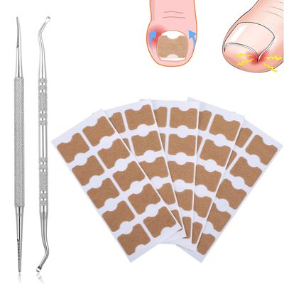 Ingrown Toenail Treatment Kit, 50Pcs Breathable Toenail Correction Patches, Painless Ingrown Removal Corrector Tool with Toe Nail Lifter, Curved Ingrown Toenail Relief Stickers for Foot Care at Home