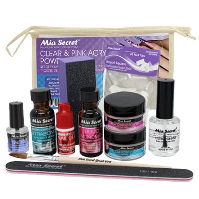 Mia Secret Acrylic Nail Kit - Beginners Set With Pink &amp; Clear Acrylic Powder - Complete Starter Kit