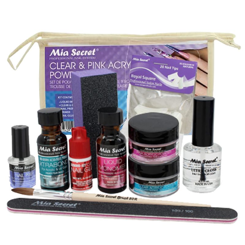 Mia Secret Acrylic Nail Kit - Beginners Set With Pink &amp; Clear Acrylic Powder - Complete Starter Kit