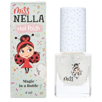 MISS NELLA CONFETTI CLOUDS-Safe Special Glitter Clear Nail Polish for Kids, Non-Toxic &amp; Odor Free Formula for Children and Toddlers, Natural Water Based for Easy Peel Off